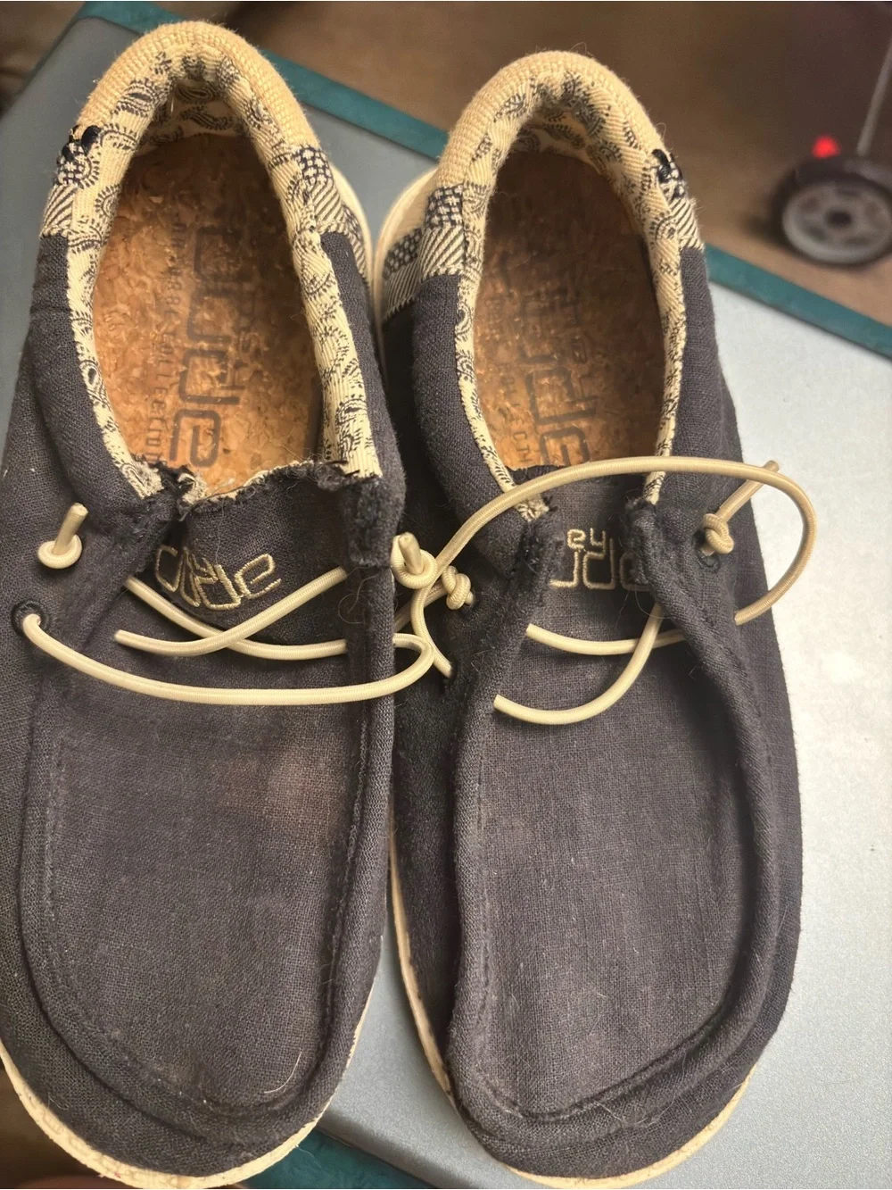 Hey Dude Kids Navy Canvas Slip-Ons with Cream Trim